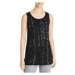 LAFAYETTE 148 NEW YORK Womens Black Sleeveless Scoop Neck Evening Top S